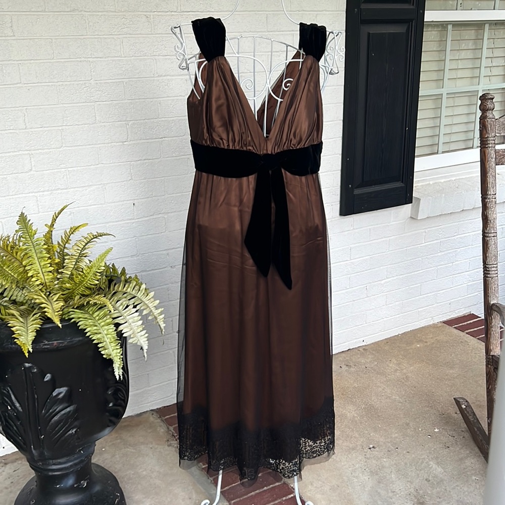 Kay Unger silk, velvet and lace dress with beading Sz 14